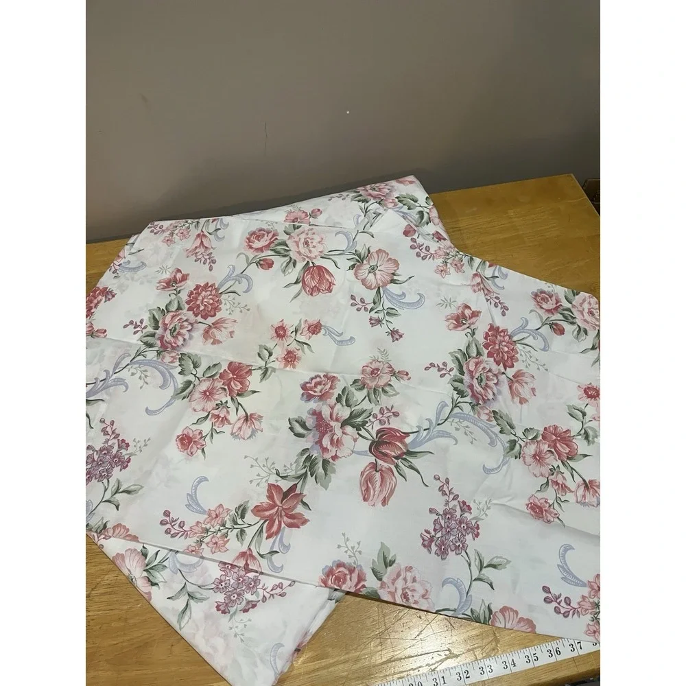 Vtg Cannon Cottagecore Full Sheet‎ Set Garden Country Rose Floral White Pink